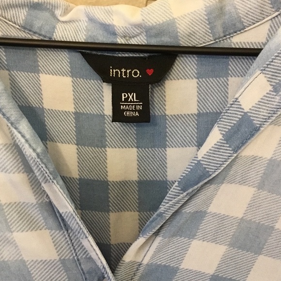 Intro. ❤️ Checkered Chambray hi-lo Shirt - Picture 3 of 8